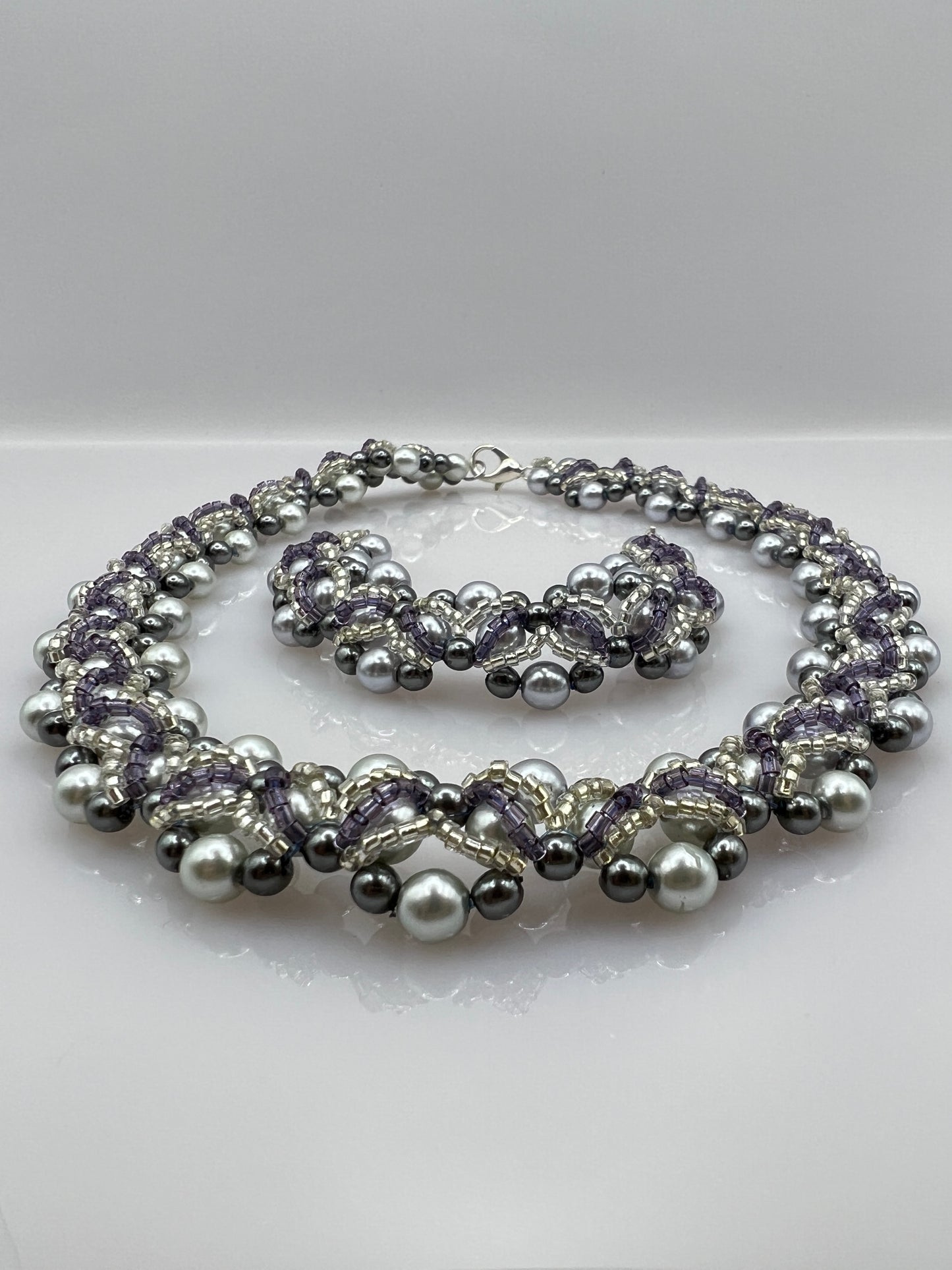 Schmuckset "PURPLE-GREY ELEGANT WAVE"