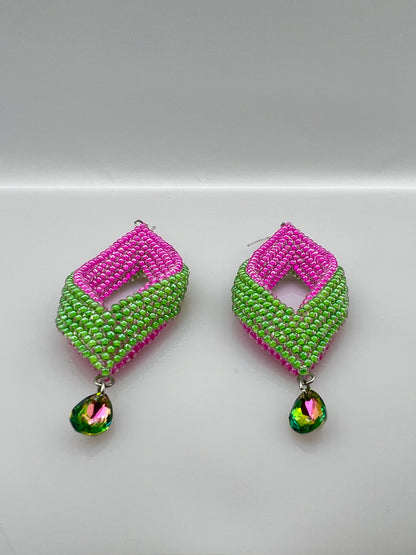 Ohrringe "PINK-GREEN DROPS"